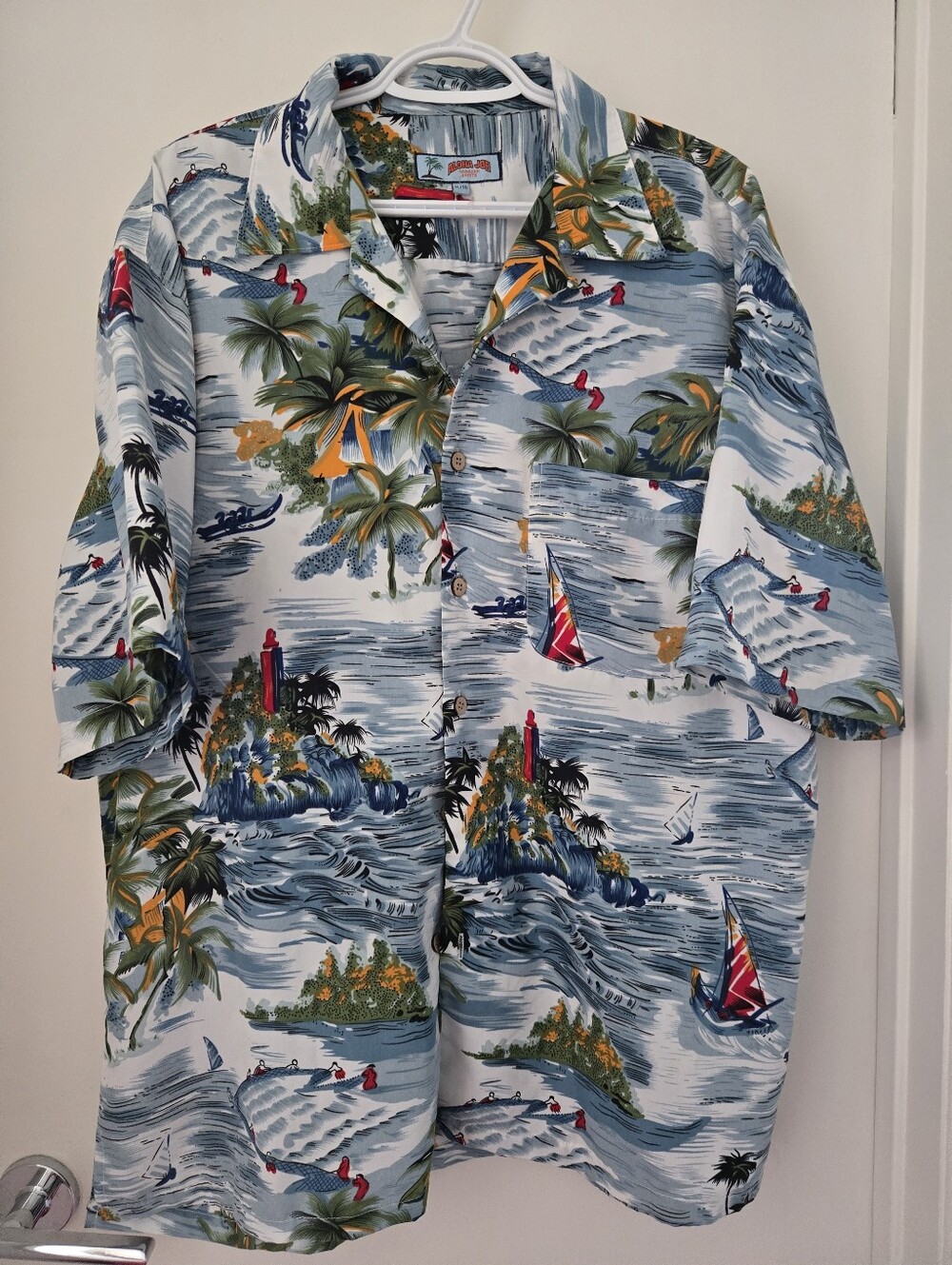 Mens Tropical Button- Up Short-Sleeve Shirt - XL